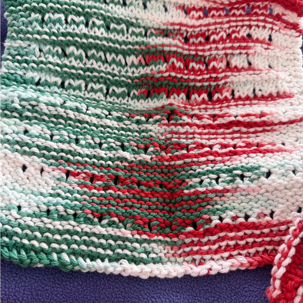 Festive Red and Green Knit Kitchen dishcloth